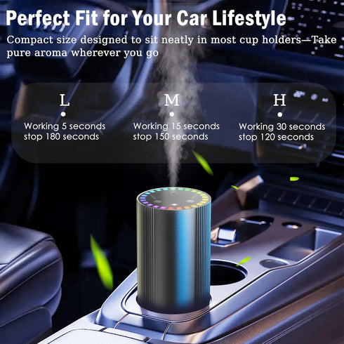 Sytem-60ml Waterless Essential Oil Car Diffuser with Color LED Voice Ambient Light,Mini and USB Cold Mist Aromatherapy