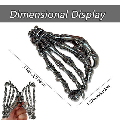 Metal Skull Hand Hair Clip, 1 Pcs Gunmetal Hair Claw Clip for Thin Hair, Punk & Y2K Style