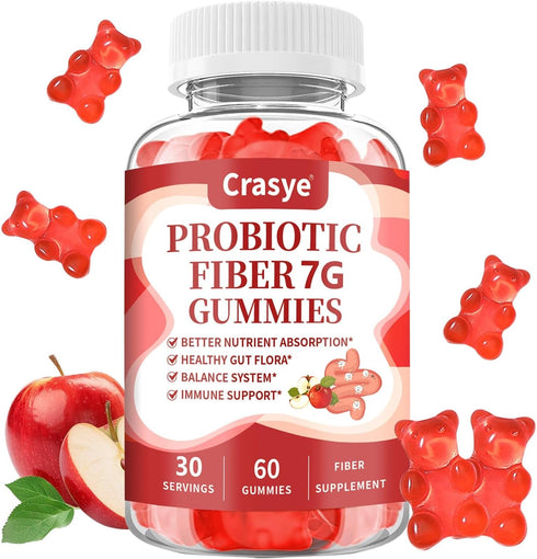 Fiber Gummies for Adults, Probiotic Fiber Gummy Sugar Free Fiber Supplement for