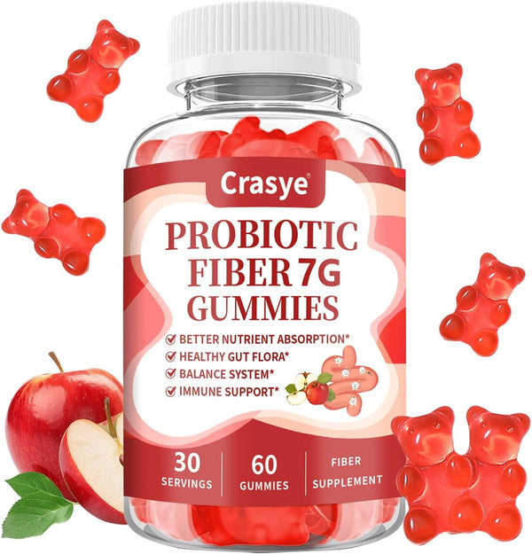 Fiber Gummies for Adults, Probiotic Fiber Gummy Sugar Free Fiber Supplement for