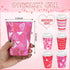 Pascliyna 100 Set 12oz, 5 Valentines Disposable Coffee Cups with Lids Pink Heart Print Disposable Paper Cups, Styles