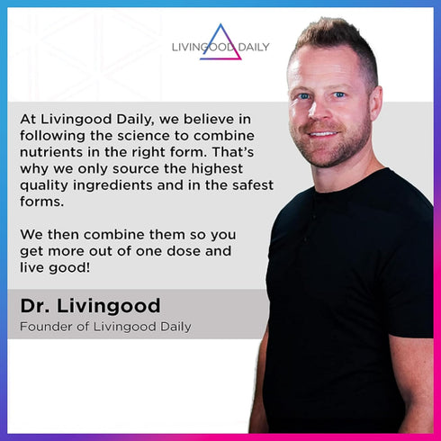 Livingood Daily Immune Support Supplement - 120 Vegetarian Capsules - Gut Health, Intestinal Cleansing, & Antioxidant