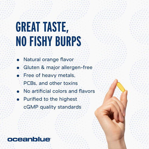 OceanBlue Professional Omega-3 2100, 60 Count, High-Potency Burpless Fish Oil Supplement, Orange Flavor