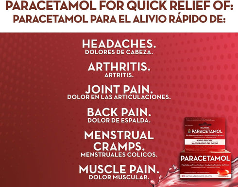 Acetaminophen 325mg 20 Softgels - Rapid Release Pain Relief, Extra Strength, Fever Reducer for Adults