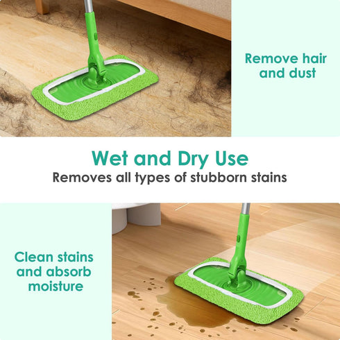 mgmooa 6Pcs Reusable Microfiber Mop Pads Compatible with Swiffer Sweeper Mops, Wet Sweeping Cloths & Dry Mopping
