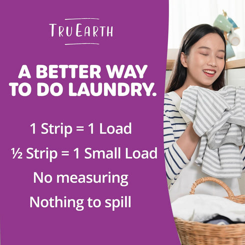 Tru Earth Original Eco-Strip Laundry Detergent Sheets - 64 Sheets (Up to 128 Loads) - Paraben-Free, Lilac Breeze