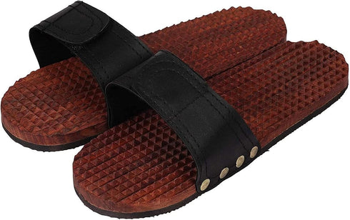 Zifron Wood Store Wooden Chappal Acupressure Foot Feet Massager for Good Health Slipper Brown