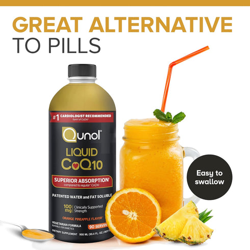Qunol CoQ10 Liquid Supplement - 100mg, 90 Servings, 30.4 oz Bottle - Superior Absorption, Natural Form of Coenzyme Q10,