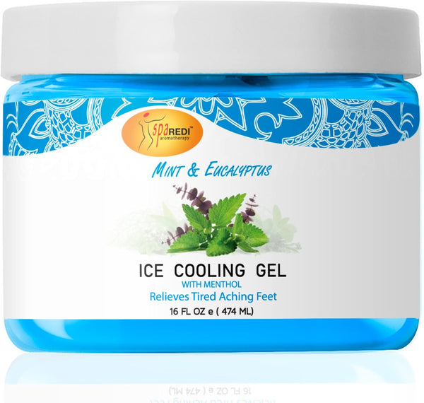 SPA REDI Massage Cooling Gel for Pedicure, Mint and Eucalyptus Oil with Menthol, 16 Oz, Professional Strength