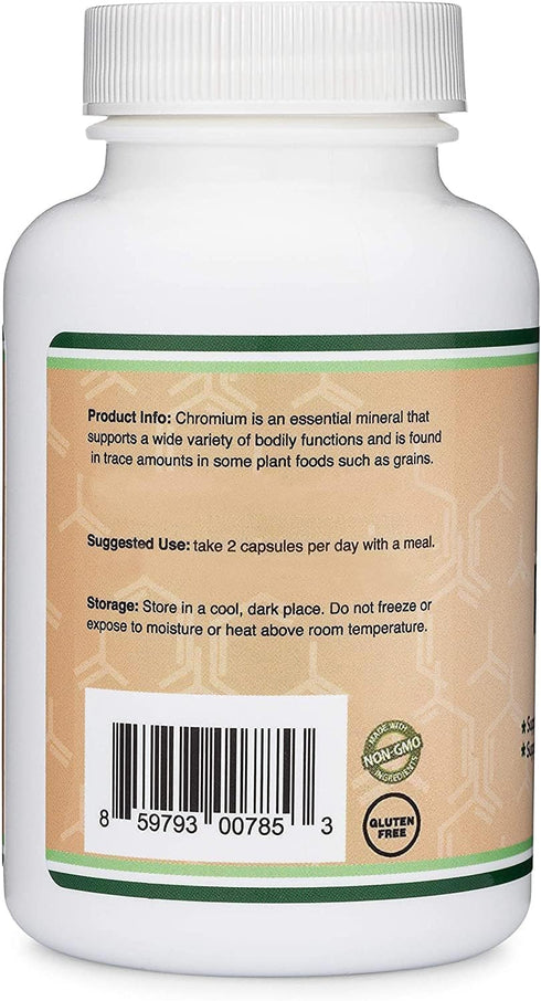 Chromium Picolinate 1000mcg for Healthy Weight Management, 300 Vegan Safe Capsules, Non-GMO, Gluten Free