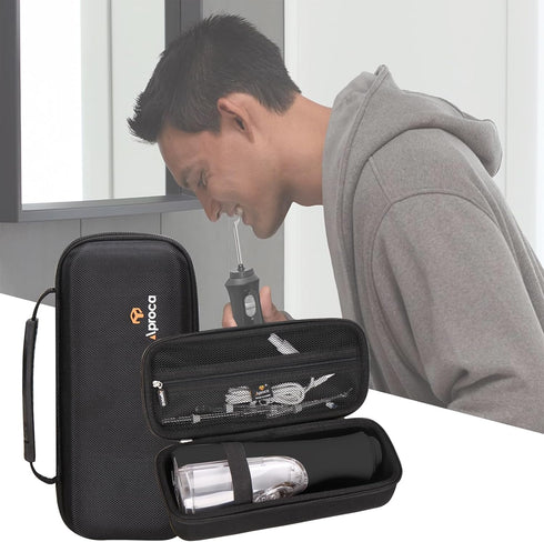 Aproca Hard Travel Storage Case, Black, compatible with Waterpik WF-02 Cordless Flosser and Accessories