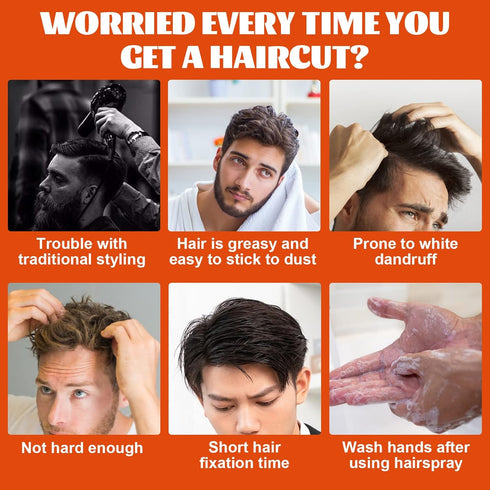 Men Hair Styling Gel with Comb, 2 in 1 Wax Gel for Long Lasting Fluffy Hair, 100ml