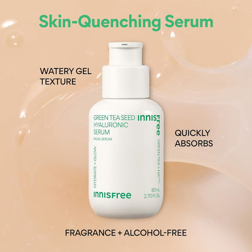 innisfree Green Tea Seed Hyaluronic Serum - Korean Face Serum with Panthenol and Niacinamide for Hydration