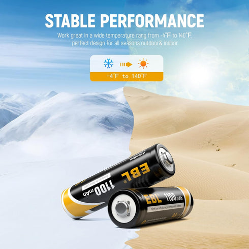 EBL AA Rechargeable Batteries, 1.2V 1100mAh High Capacity for Solar Garden Lights, Pack of 8