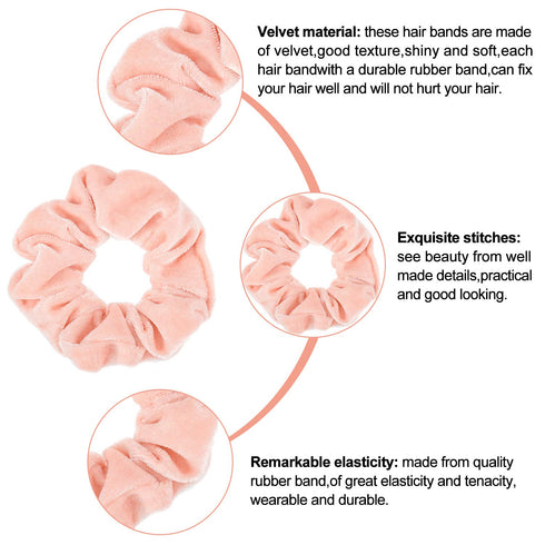 Whaline Pastel Hair Scrunchies - Elastic Velvet Hair Bands, Boho Soft Hair Ties for Girls Women, 12 Colors