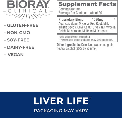 BIORAY Clinical Liver Life - 2 fl oz Supplement for Strengthening Liver Structure & Function, Non-GMO, Vegetarian