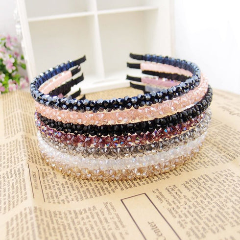Ruihfas 6Pcs Bling Bling Double Rows Crystal Rhinestone Headband, Thin Hair Hoop for Women and Girls