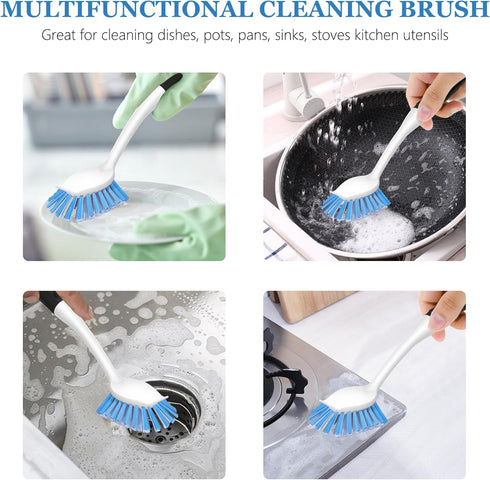 SetSail Dish Brush with Handle, 2 Pack Stiff Bristles Dish Scrubber for Cleaning Dishes, Pots, and Pans
