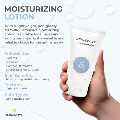 Moisturising Lotion 120ml - Hydrating Body Lotion with Natural Colloidal Oatmeal for Dry Skin