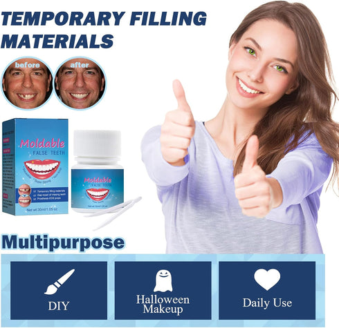 30 ml Temporary Teeth Replacement Kit, Tooth Repair Kit - Moldable Thermal Fitting Beads for Filling Missing Broken