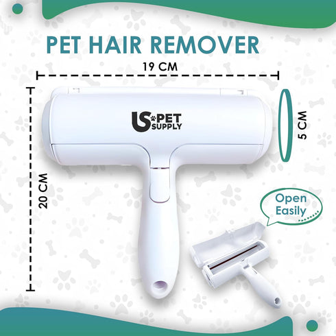 US PET SUPPLY Pet Hair Remover Roller -Reusable, Self Cleaning Lint Roller for Pet Hair Removal on Furniture, Carpets
