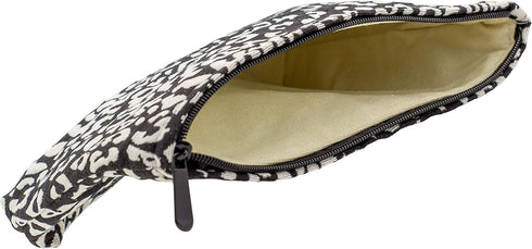 Makeup Bags for Purse, Large Zipper Cosmetic Pouch, Travel Canvas Make Up Organizer Tool Pouch for Women, Leopard Black