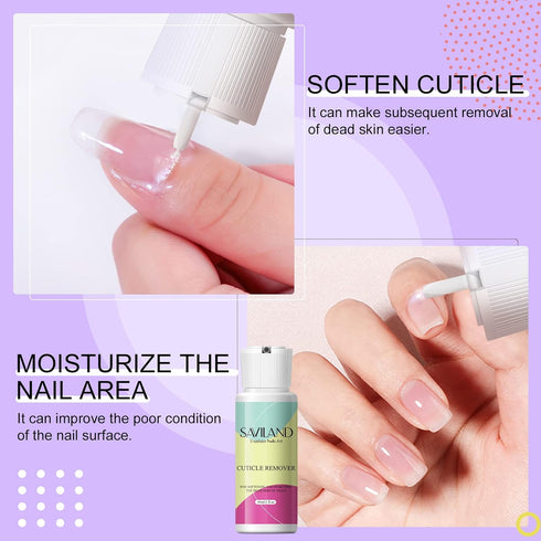 SAVILAND Professional Cuticle Remover Kit - 2.03 OZ Liquid Cream with Trimmer, Nipper, Pusher