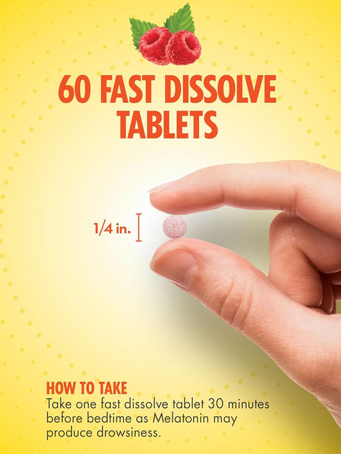 Fast Dissolve Melatonin 5mg | 60 Tablets | Natural Berry Flavor | Vegetarian & Gluten Free by Sundance