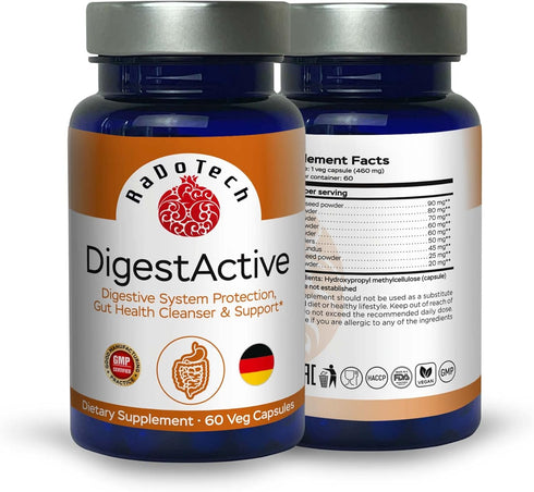 DigestActive, 60 Veg Capsules for Digestive System Normalization, Gut Health Support, Colon Cleanser for Overall Health