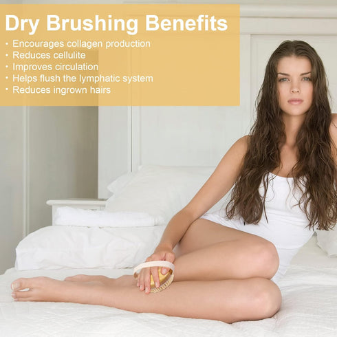 Bamboo Dry Body Brushes | Blood Circulation, Dry Skin Brush with Soft and Stiff Bristles