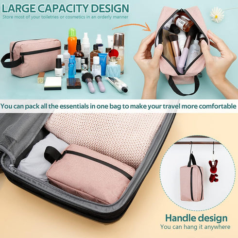 Travel Toiletry Bag for Men and Women - Water-resistant Shaving Bag with Divider and Handle for Cosmetics and Toiletries