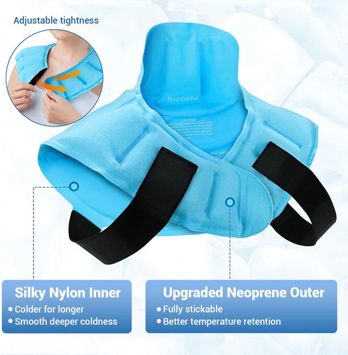 Comfytemp Ice Pack for Neck and Shoulders Pain Relief with Straps, Reusable Gel Wrap for Physical Therapy