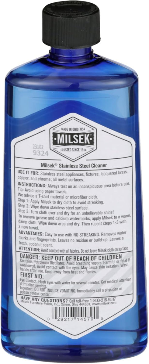 Milsek Stainless Steel Cleaner - Multipurpose Cleaning Supplies for Home & Kitchen Appliances, 12 Fl Oz (Pack of 4)