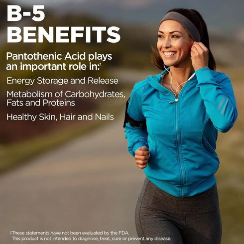 KAL Pantothenic Acid 1000mg, Sustained Release Vitamin B5, 100 Tablets, 60-Day Guarantee