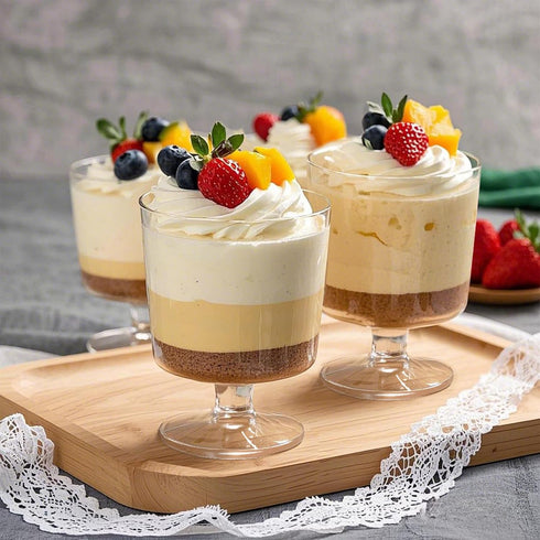 Temmgnie 100 Spoons,5 oz Pcs Clear Plastic Dessert Cups with Mini Disposable Yogurt Parfait Cup,Disposable Appetizer