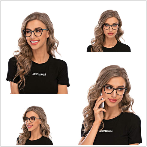 DOOViC Computer Reading Glasses, Blue Light Blocking Anti Eyestrain Fashion Cat Eye Readers for Women 1.5 Strength