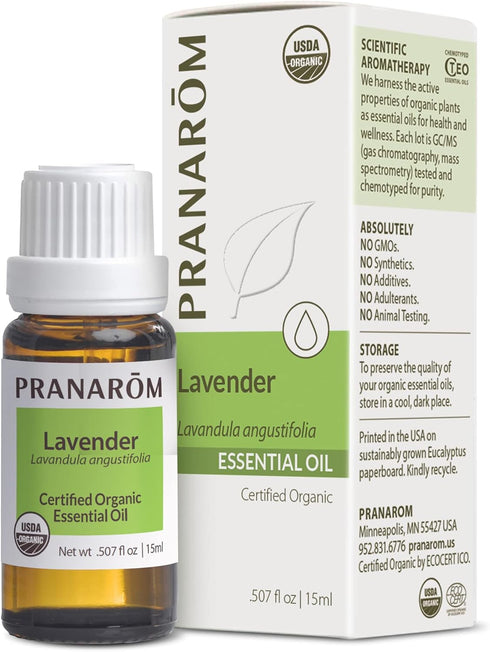 Pranarom USDA Certified Organic Lavender Essential Oil (15ml), 100% Pure Therapeutic Grade for Aromatherapy