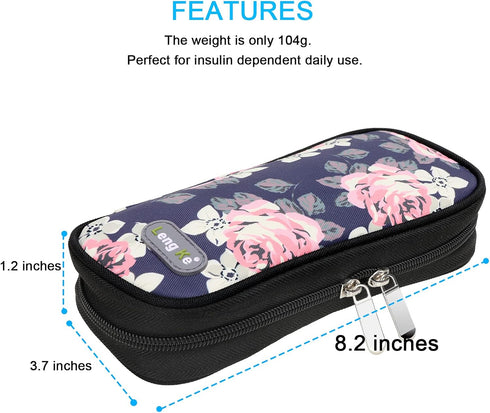 YOUSHARES Portable Insulin Cooler Travel Case, Refrigerated Medicine Case for Insulin Pen with 2 Ice Packs (Roses)