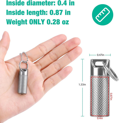 Opret Waterproof Titanium Pill Container with Keychain & Necklace - Mini Pill Holder for Travel