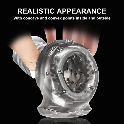 XCASLY q6654491 Transparent Threaded mace Condom Male Condom Adult Lock fine Ring Crystal Sleeve