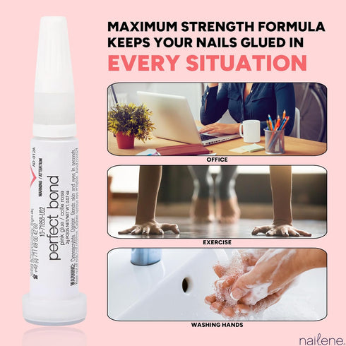 Nailene Perfect Bond Nail Glue, Super Strong Adhesive for Acrylic and Press On Nails, 2 Pack