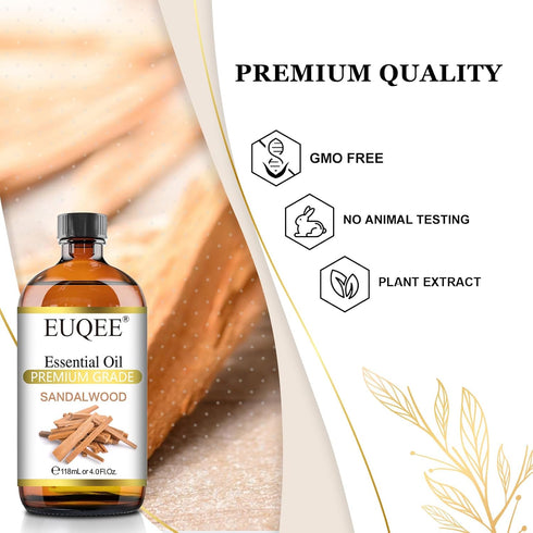 Sandalwood Essential Oil 4 oz (118 ml) with Glass Dropper for Diffusers, Soap & Candle Making