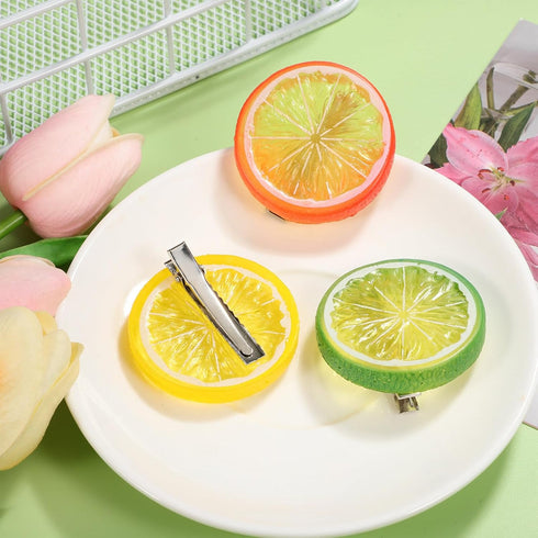 NOLITOY 3pcs Cute Lemon Hair Clips, Realistic Hairpin Barrettes for Girls & Women