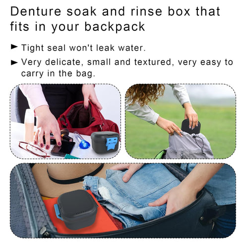 BVN Leakproof Denture Cup, Upgraded Storage Bath Box with Filter for Soaking Dentures, Travel Cleaning Case