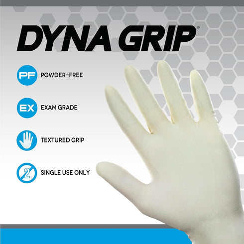 SAS Dyna Grip Powder-Free Premium Latex Disposable Gloves, 7 Mil - XL - 100 Count for Automotive Industrial Janitorial