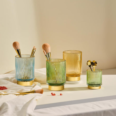 Makeup Brush Holder Organizer, Multifunctional Vintage Glass Cup for Desk, Toothbrush Holders, Pen Holder