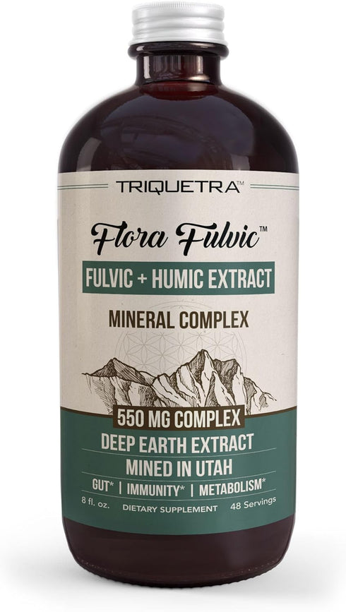 Flora Fulvic | Fulvic Acid + Humic Acid Complex – 550 mg | Mined in Utah, Prehistoric Deep Earth Extract for Immunity,