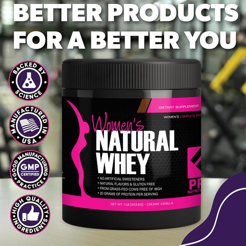 Whey Protein Vanilla Powder for Women, Low Carb, Gluten Free, 1 lb