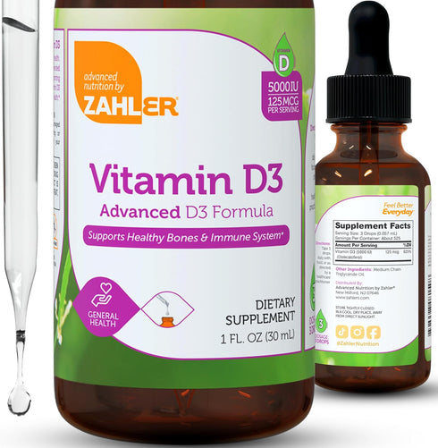 Zahler Liquid Vitamin D3 5000 IU for Adults, Bone & Immune Health, Vitamin D3 Supplements, 1 fl oz