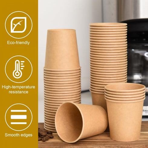 Vumdua 800 6 oz Pcs Kraft Paper Cups - Disposable Paper Cups Hot Cold Beverage Drinking Cup for Coffee, Water, Tea